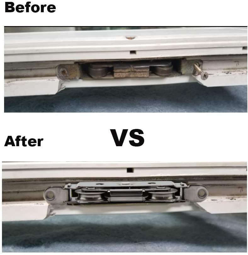 LEICHTEN Sliding Door Rollers Replacement,304 Stainless Steel Heavy Duty Ball Tandem Wheels Bearing,Patio Sliding Glass Door Roller Assembly Height Adjustable,2 Pack - Image 2