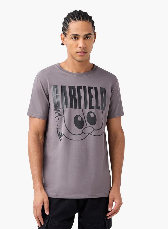 SP Characters Garfield Print Crew Neck T-shirt with Short Sleeves - Image 1