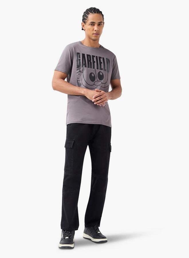 SP Characters Garfield Print Crew Neck T-shirt with Short Sleeves - Image 2