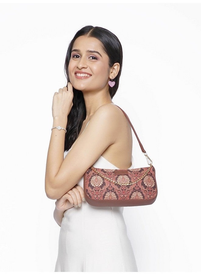 ZOUK حقيبة زوك باجيت | حقائب كروس بودي للنساء | حقائب يد نسائية | حقيبة سلاينغ أنيقة للنساء | حقيبة مسائية من جلد نباتي | للاستخدام في السفر والمكتب | محفظة ومحفظة | طباعة جودبور داماسك - Image 5