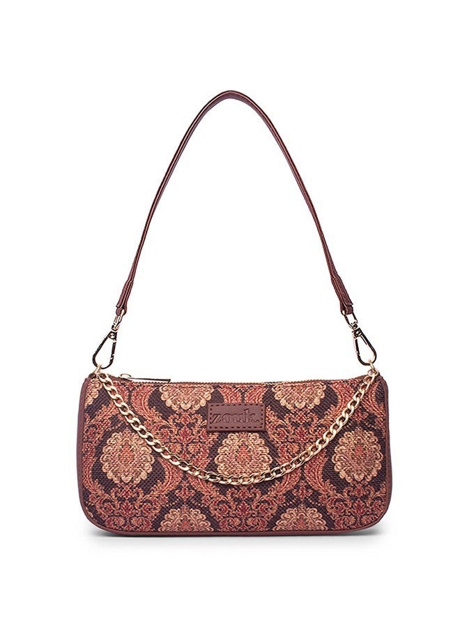 ZOUK حقيبة زوك باجيت | حقائب كروس بودي للنساء | حقائب يد نسائية | حقيبة سلاينغ أنيقة للنساء | حقيبة مسائية من جلد نباتي | للاستخدام في السفر والمكتب | محفظة ومحفظة | طباعة جودبور داماسك - Image 1