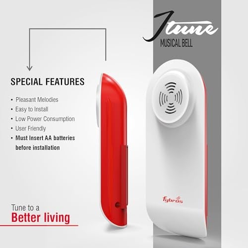 Fybros i Tune Musical Doorbell for Home with 12 Melodious Sounds-Operated with Two AA Batteries- Made in India (White Color) - Image 4
