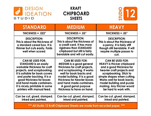 STUDIO 12 Heavy Weight Chipboard Sheets. STUDIO 12 Brand. (8.5" x 11") .050” Thickness. (6 Sheets) - Image 4