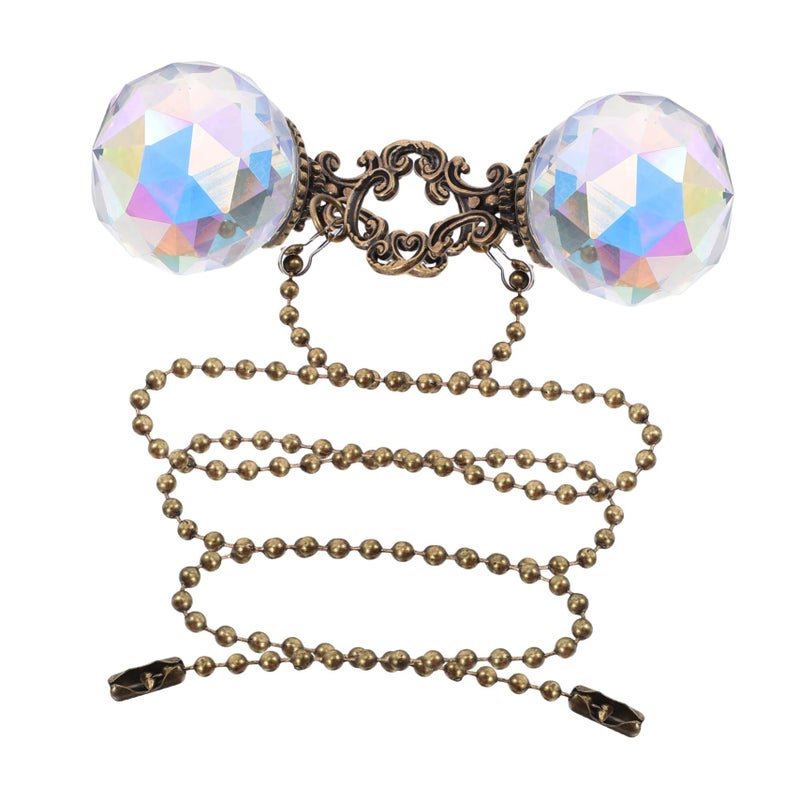 Vintage Crystal Pull Chain Antique Finish For Ceiling Fan Light Fixtures 2 Pack - Image 2
