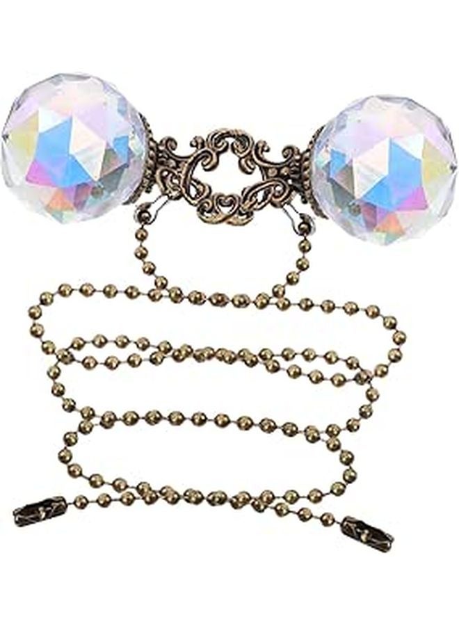 Vintage Crystal Pull Chain Antique Finish For Ceiling Fan Light Fixtures 2 Pack - Image 1