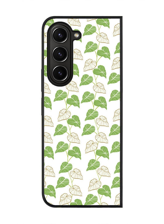 Stylizedd Rugged Black edge case for Samsung Galaxy Z Fold5, Slim fit Soft Case Flexible Rubber Edges Anti Drop TPU Gel Thin Cover -  Vine Leaves - Image 1