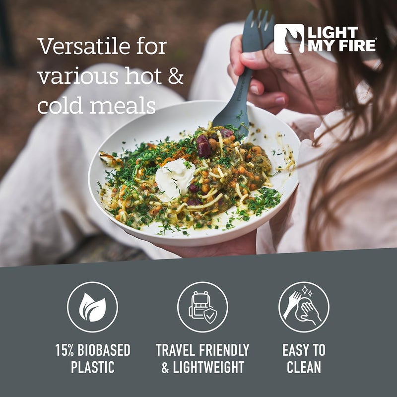 Light My Fire Spork Original 4-Pack 3-in-1 Camping Spoon Fork Knife Combo Reusable Travel & Camping Utensils Lunch Spork Outdoor Backpacking Hiking Picnic Utensil BPA Free, Nature - Image 3