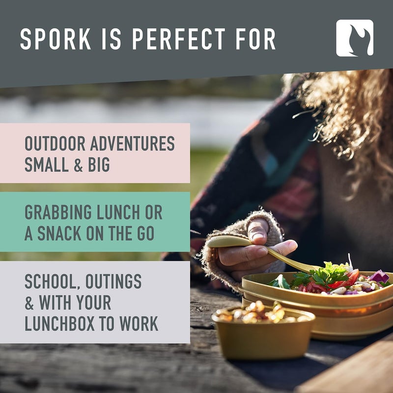 Light My Fire Spork Original 4-Pack 3-in-1 Camping Spoon Fork Knife Combo Reusable Travel & Camping Utensils Lunch Spork Outdoor Backpacking Hiking Picnic Utensil BPA Free, Nature - Image 4
