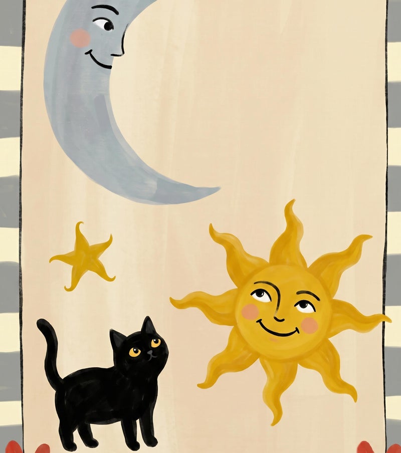 TNESSENTIAL Sun And Moon Cat Print – Whimsical Nursery Wall Art, Celestial Black Cat Poster, Cute Kids Room Decor, Baby Shower Gift, Playful Cat Art - Image 2