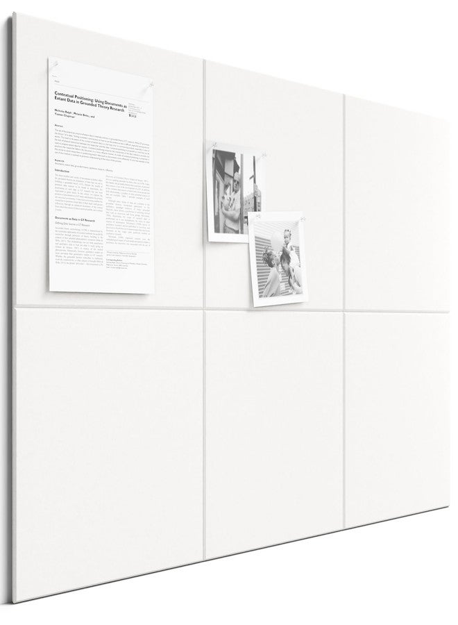 Bumusty Large Cork Board 36"x24" Alternative - 6 Pack Felt Wall Tiles with 40 Safe Removable Adhesive Tabs, 30 Pushpins, Cork Boards for Walls Pin Board Notice Board Office Decor-Milky White - Image 1