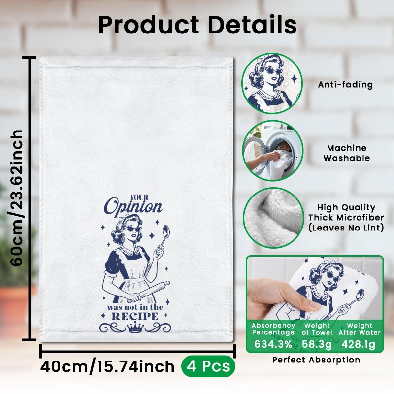 CUTHOLLOW Housewife Baking Decorative Kitchen Towels Set of 4, 15.74"x23.62" Soft & Absorbent Microfiber Dish Towel for Tea Coffee Bar Home, Best Gift for Housewarming Christmas Thanksgiving Birthday - Image 2