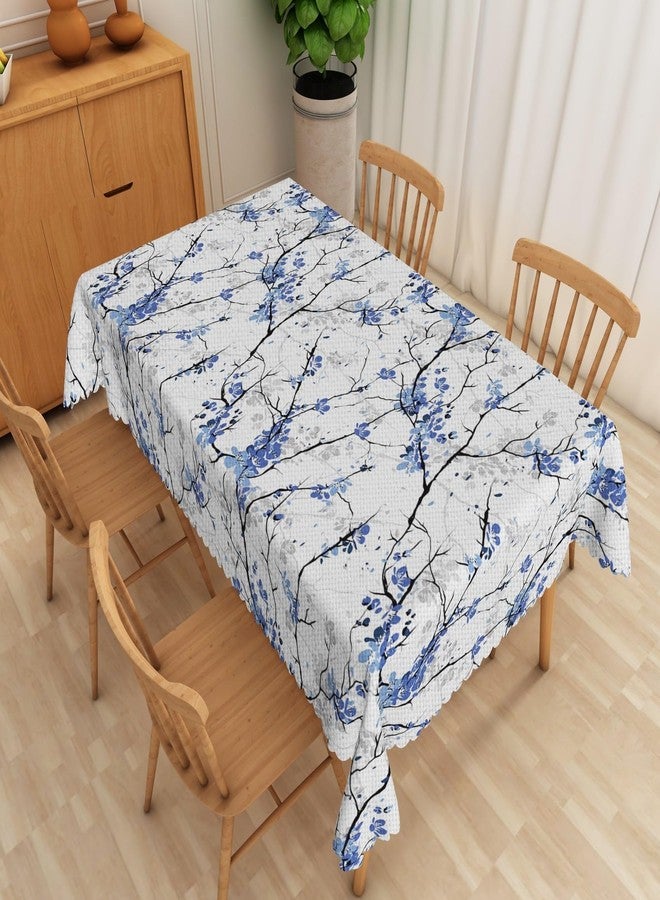 Umpoo Blue Floral Rectangle Tablecloth Rustic Country Grey Flower Branch Printed Linen Tablecloths for Kitchen Dining Table Holiday Parties Indoor Outdoor Decor, 52x70 Inch - Image 1