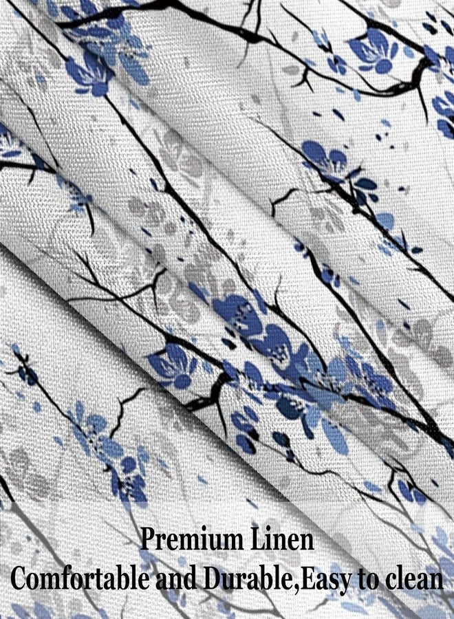Umpoo Blue Floral Rectangle Tablecloth Rustic Country Grey Flower Branch Printed Linen Tablecloths for Kitchen Dining Table Holiday Parties Indoor Outdoor Decor, 52x70 Inch - Image 4