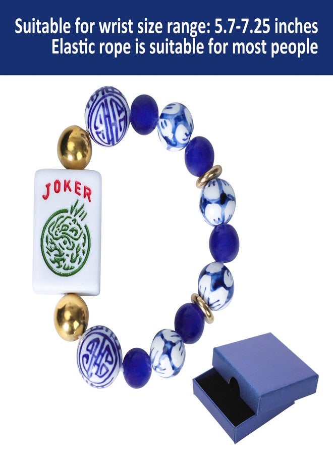 Jongyance American Mahjong Accessory (Blue) with A Joker Tile, Fits Wrist Sizes Ranging from 5.7 to 7.25 Inches - Image 2