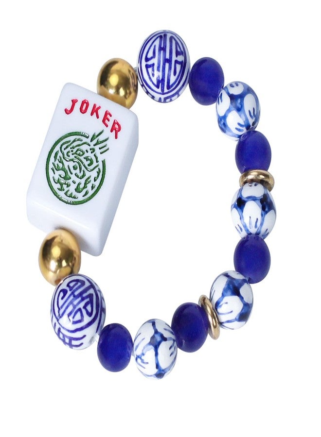 Jongyance American Mahjong Accessory (Blue) with A Joker Tile, Fits Wrist Sizes Ranging from 5.7 to 7.25 Inches - Image 1