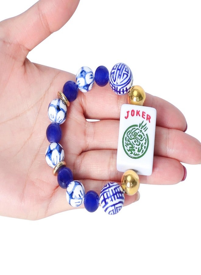 Jongyance American Mahjong Accessory (Blue) with A Joker Tile, Fits Wrist Sizes Ranging from 5.7 to 7.25 Inches - Image 4