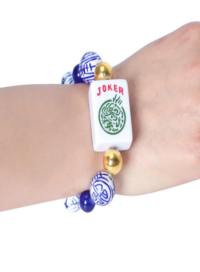 Jongyance American Mahjong Accessory (Blue) with A Joker Tile, Fits Wrist Sizes Ranging from 5.7 to 7.25 Inches - Image 3