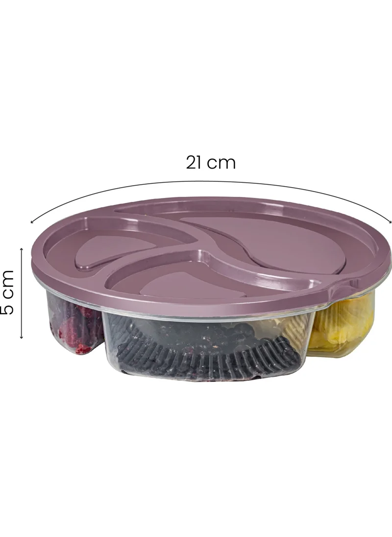 Vienev 6-Piece 3-Compartment Round Storage Container 1.2 Liter Anthracite