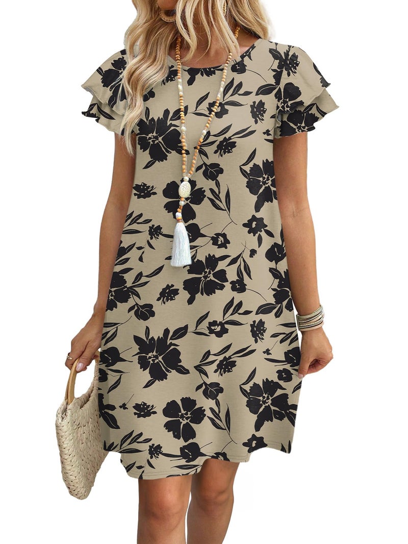 OFEEFAN Womens Dresses 2026 Spring Summer Sundresses Boho Floral Clothes Casual Elegant Classy Date Outfits Print 07 L - Image 1