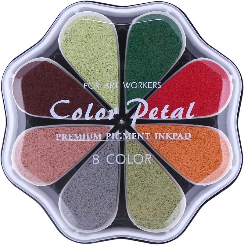 YPSelected Petal Ink Pads for Rubber Stamps Waterdrop Shaped Stamp Pads with 8 Assorted Colors (Set 1004) - Image 1