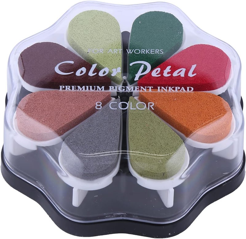 YPSelected Petal Ink Pads for Rubber Stamps Waterdrop Shaped Stamp Pads with 8 Assorted Colors (Set 1004) - Image 2