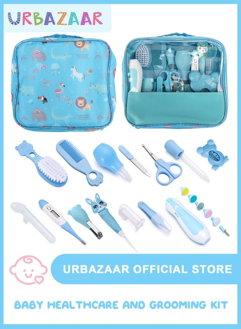 New Baby Healthcare and Grooming Kit, 20 in 1 Baby Electric Nail Trimmer Set Newborn Nursery Health Care Set for Newborn Infant Toddlers Baby Boys Girls Kids 0-3 Years (Blue)
