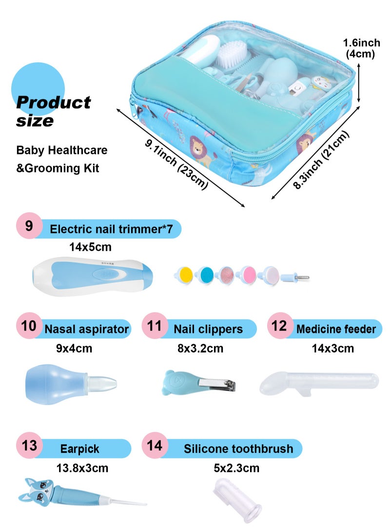 أوربازار مجموعة العناية بالطفل حديث الولادة، مجموعة 20 في 1 لقص أظافر الطفل الكهربائية، مجموعة العناية الصحية لحديثي الولادة والرضع والأطفال الصغار والأولاد والبنات من عمر 0 ​​إلى 3 سنوات (أزرق) - Image 3