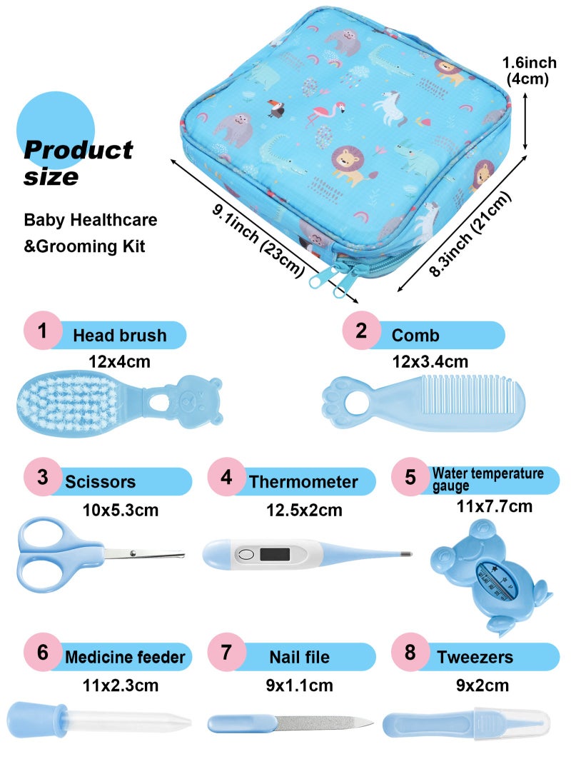 أوربازار مجموعة العناية بالطفل حديث الولادة، مجموعة 20 في 1 لقص أظافر الطفل الكهربائية، مجموعة العناية الصحية لحديثي الولادة والرضع والأطفال الصغار والأولاد والبنات من عمر 0 ​​إلى 3 سنوات (أزرق) - Image 2