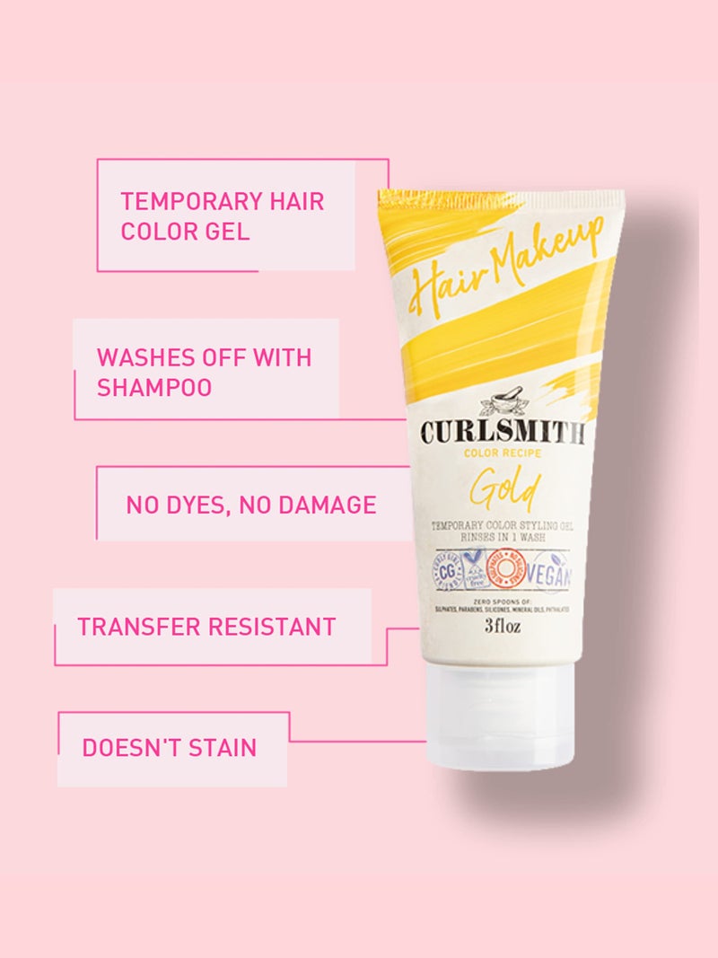 CURLSMITH - Hair Makeup - Vegan Temporary Hair Color and Styling Gel (Gold 3 fl.oz) - Image 3