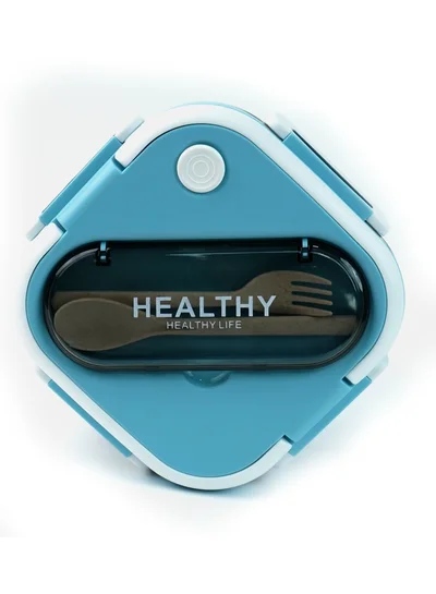 LITTLE SURPRISE BOX Little Surprise Box,Blue & White Rounded Square Stainless Steel Kids Lunch Box