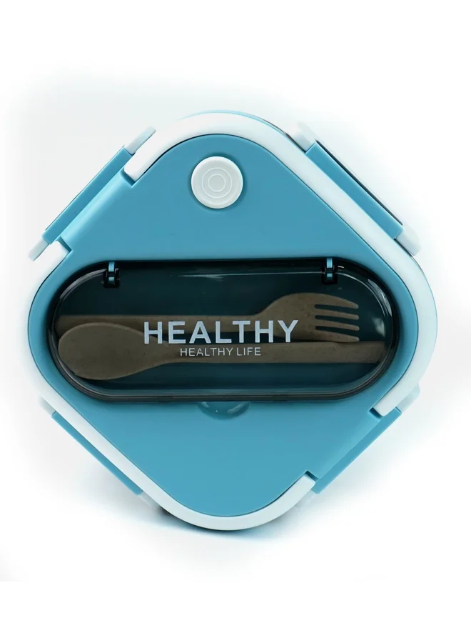 LITTLE SURPRISE BOX Little Surprise Box,Blue & White Rounded Square Stainless Steel Kids Lunch Box