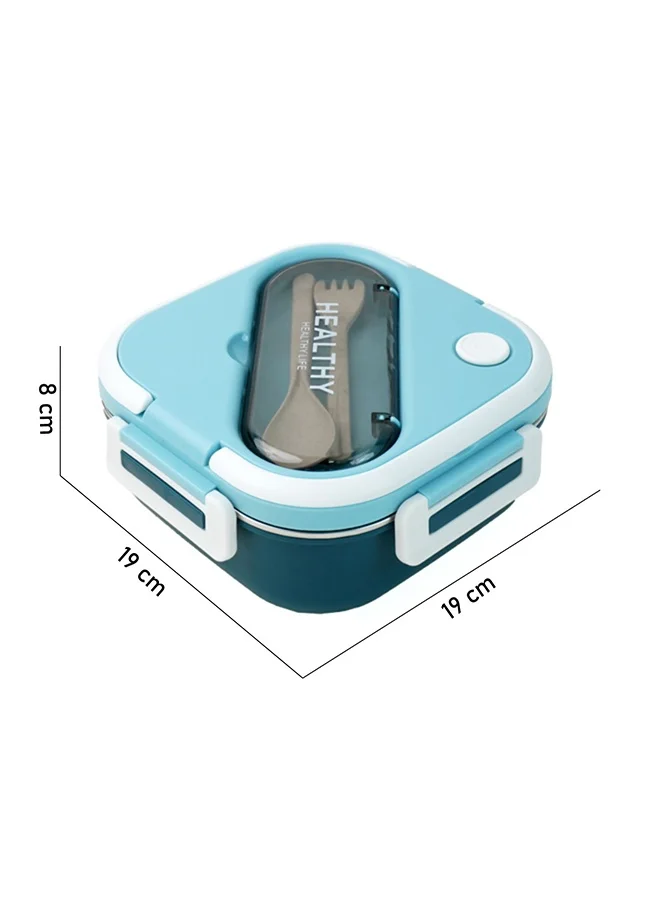 LITTLE SURPRISE BOX Little Surprise Box,Blue & White Rounded Square Stainless Steel Kids Lunch Box