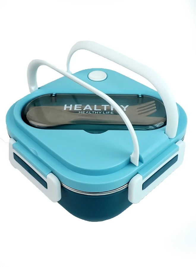 LITTLE SURPRISE BOX Little Surprise Box,Blue & White Rounded Square Stainless Steel Kids Lunch Box