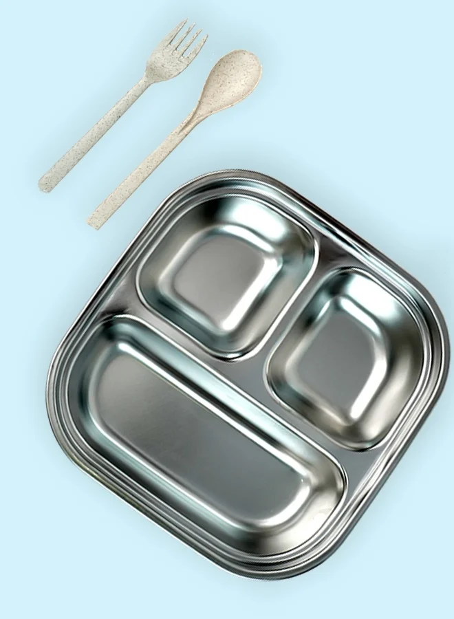LITTLE SURPRISE BOX Little Surprise Box,Blue & White Rounded Square Stainless Steel Kids Lunch Box