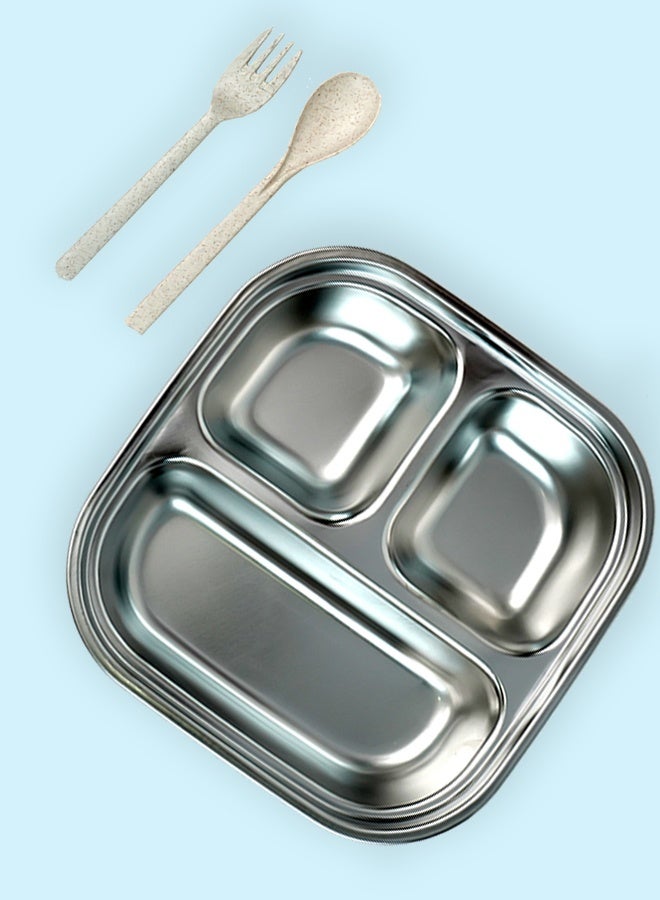 LITTLE SURPRISE BOX Little Surprise Box,Blue & White Rounded Square Stainless Steel Kids Lunch Box - Image 4