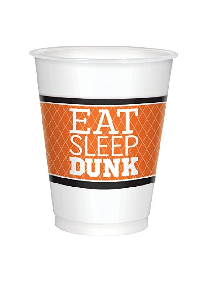 Amscan Basketball Fan Plastic Party Cups 8 Ct. 16 Oz. Multicolor - Image 2