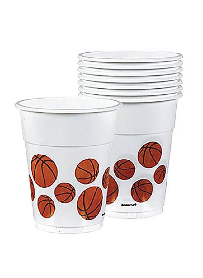 Amscan Basketball Fan Plastic Party Cups 8 Ct. 16 Oz. Multicolor - Image 3