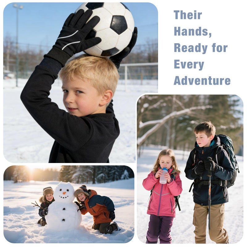Origem Kids Gloves Winter with 3M Thinsulate Insulation, Waterproof Windproof Thermal Touchscreen Anti-Slip Cycling Gloves for Running Skiing Snow Sports, Boys Girls Aged 4-12 Years - Image 5