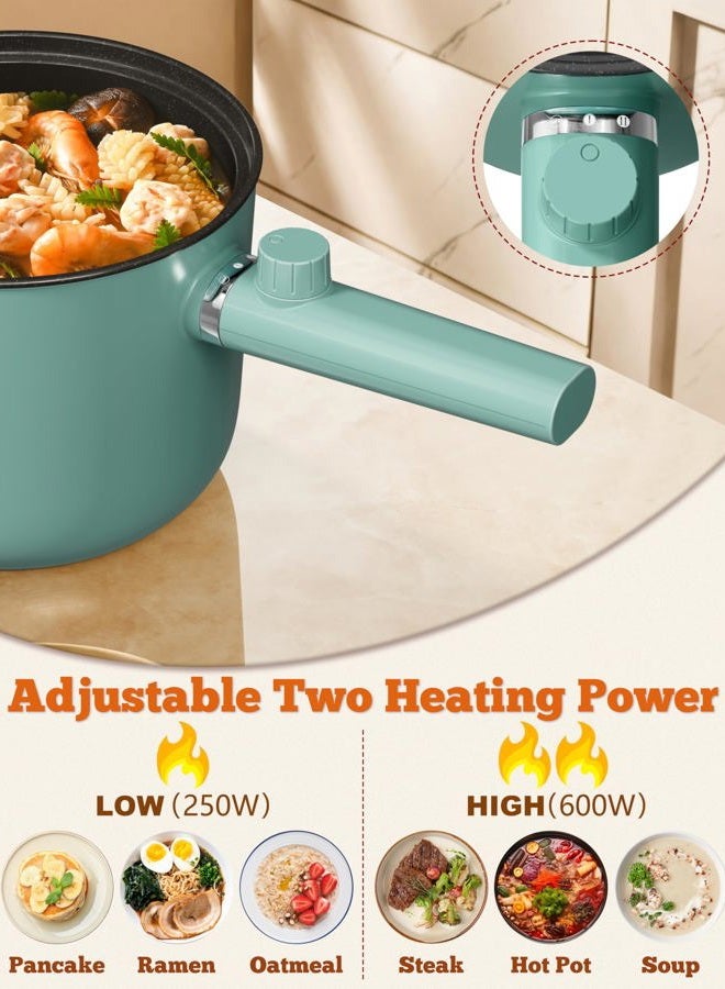 Topwit Hot Pot Electric, 1.5L Ramen Cooker, Portable Non-Stick Frying Pan for Pasta, Steak, BPA Free, Dual Power Control, Over-Heating & Boil Dry Protection, Green - Image 3