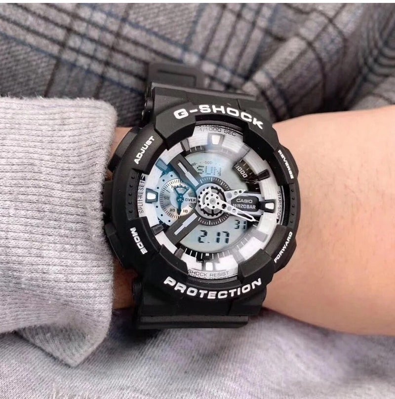كاسيو ساعة رجالية كاسيو جي-شوك GA-110BW-1A باللونين الأسود والأبيض مع وجه باندا، ساعة رياضية تناظرية ورقمية، مقاومة للصدمات، بسوار من الراتنج، ساعة معصم متعددة الوظائف وكرو‍نوجراف - Image 5