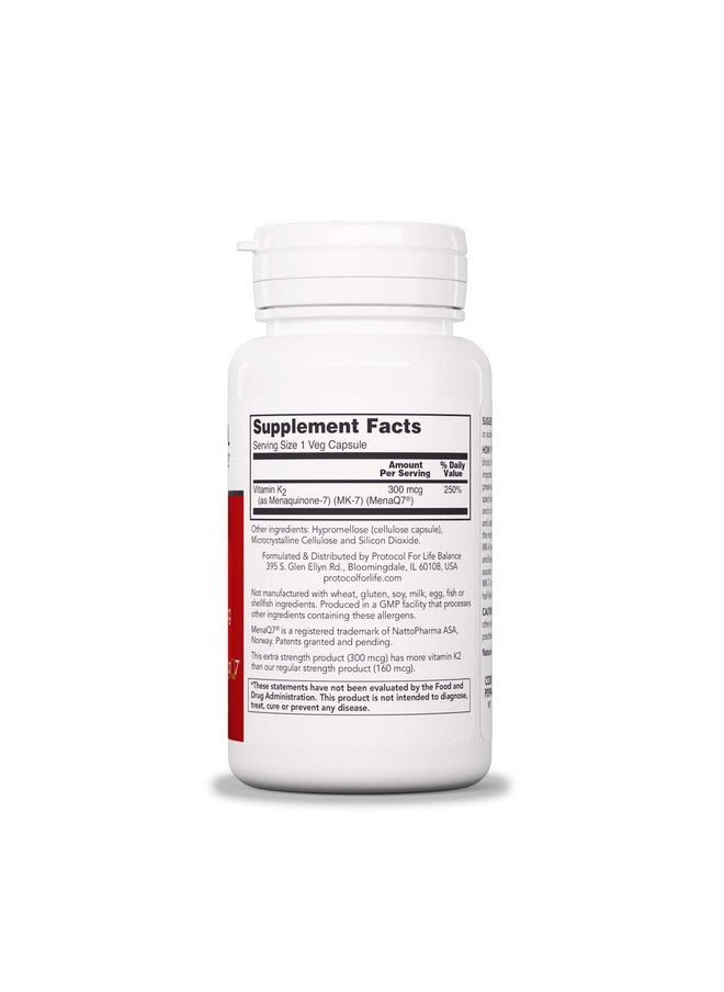 Protocol For Life Balance - Protocol Mk7 Vitamin K2 300Mcg Healthy Bone And Vascular Health 60 Veg Caps - Image 1