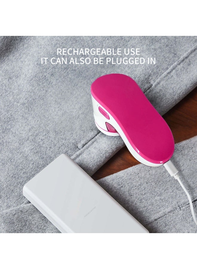 آلة كهربائية محمولة لإزالة الوبر وحلاقة الأقمشة للملابس – قابلة لإعادة الشحن عبر USB (وردي) - Image 3