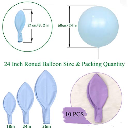 IN-JOOYAA 24 Inch Latex Round Balloons 10 Pack Macaron Purple Thick Big Balloons for Photo Shoot Wedding Baby Shower Birthday Party Decorations by INJOOYAA - Image 5