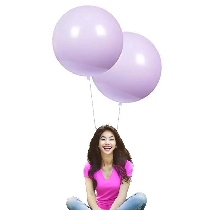 IN-JOOYAA 24 Inch Latex Round Balloons 10 Pack Macaron Purple Thick Big Balloons for Photo Shoot Wedding Baby Shower Birthday Party Decorations by INJOOYAA - Image 3