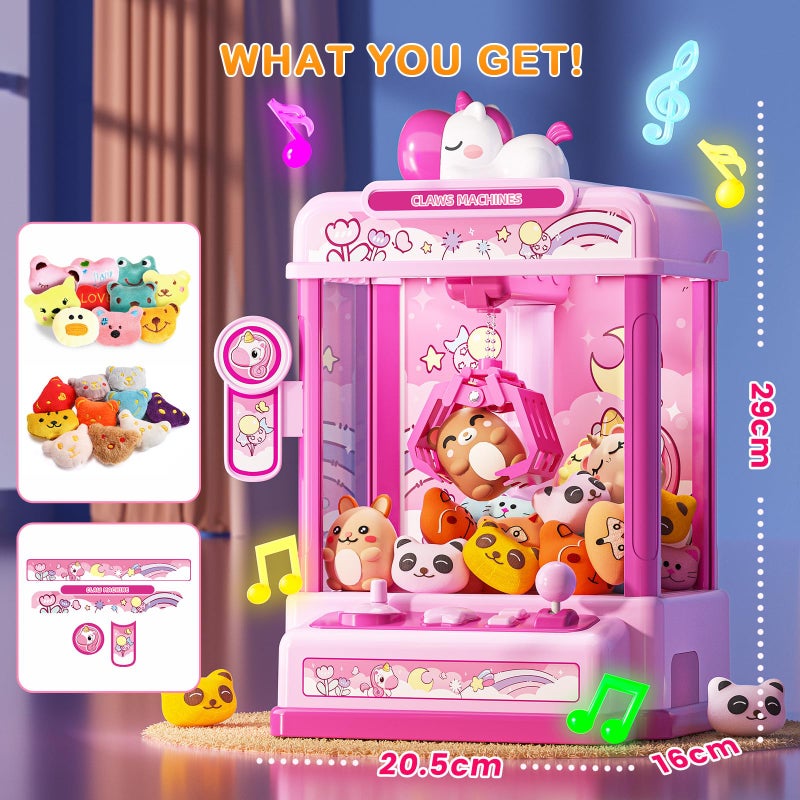 Skirfy Claws Machines for Kids Age 6+, Mini Vending Machines Girls Unicorns Toys with Sound & 20 Mini Plush Toys,Arcades Game Indoor Toy for Home Party Birthday - Image 2