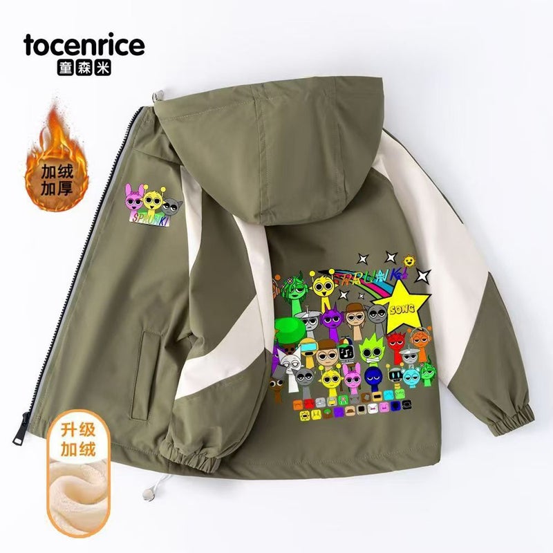 New Sprunki Festival Box Clothes Children'S Fleece-Lined Clothes Winter Waterproof Windproof Jacket For Boys And Girls - Image 1
