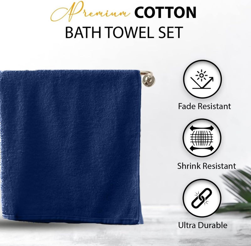 KAHAF COLLECTION 100% Cotton Bath Towels, Navy 24x48 Pack of 6 Towels, Quick Dry, Highly Absorbent, Soft Feel Towel, Gym, Spa, Bathroom, Shower, Pool, Luxury Soft Towels (24x48-6 Pack, Navy) - Image 5