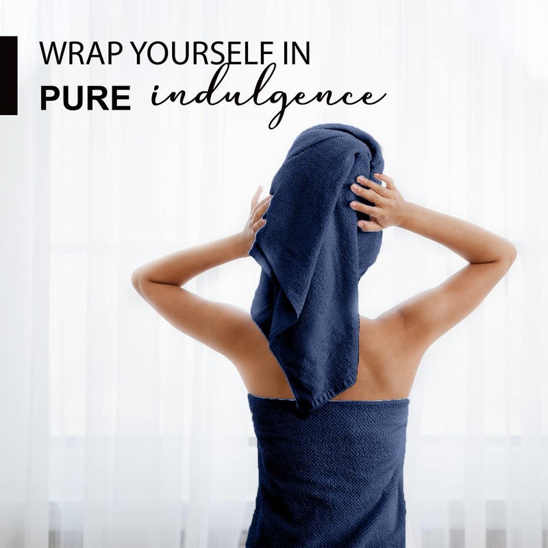 KAHAF COLLECTION 100% Cotton Bath Towels, Navy 24x48 Pack of 6 Towels, Quick Dry, Highly Absorbent, Soft Feel Towel, Gym, Spa, Bathroom, Shower, Pool, Luxury Soft Towels (24x48-6 Pack, Navy) - Image 2