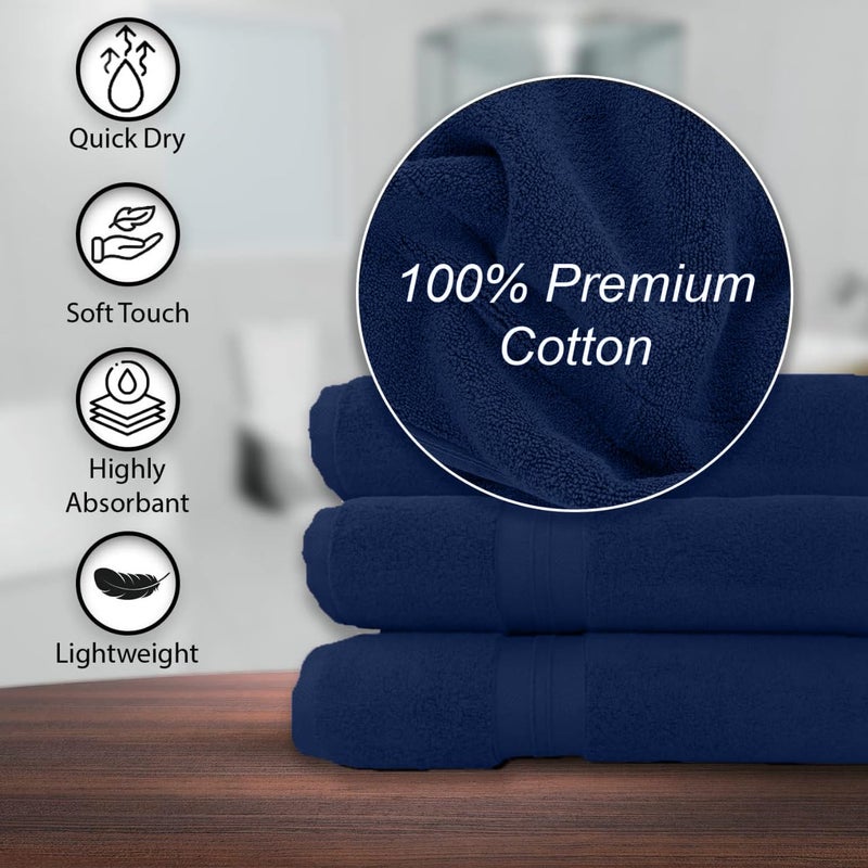 KAHAF COLLECTION 100% Cotton Bath Towels, Navy 24x48 Pack of 6 Towels, Quick Dry, Highly Absorbent, Soft Feel Towel, Gym, Spa, Bathroom, Shower, Pool, Luxury Soft Towels (24x48-6 Pack, Navy) - Image 4
