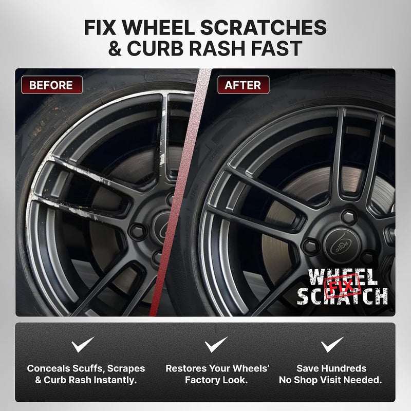Wheel Scratch Fix Anthracite Rim Touch Up Paint Pen, Car Wheel Repair, Curb Rash Repair, Universal Rim Alloy Wheel Color Black, Silver, Gray (Anthracite Pen Only) - Image 2